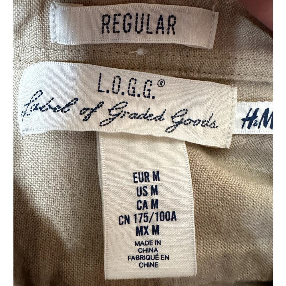 H&M L.O.G.G Tan Cotton Button Up Shirt Men's Size M - Picture 4 of 6